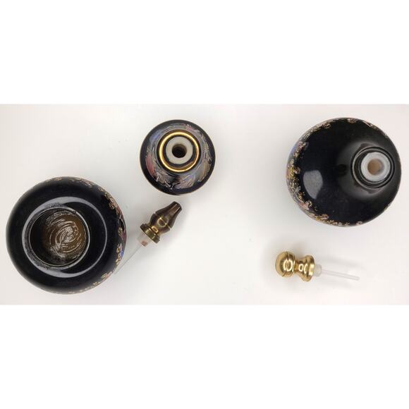 Perfume Bottles Set of 2 Greek Miniature Hand Painted Ceramic Bulb - Picture 4 of 5